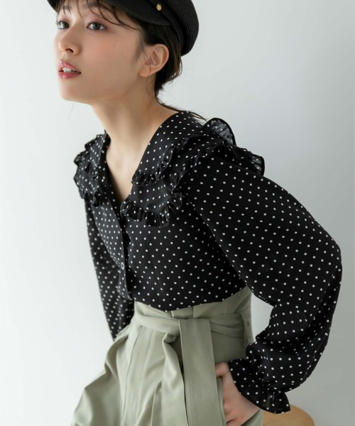 二段フリルカラードットブラウス（シャツ/ブラウス）｜Edit