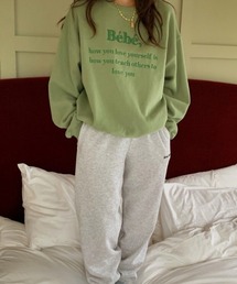 【選べる裏地/裏起毛】Bebe刺繍カラーロゴスウェット/トレーナー
