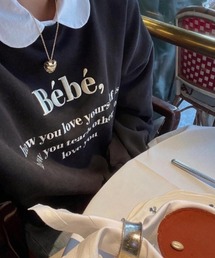 【選べる裏地/裏起毛】Bebe刺繍カラーロゴスウェット/トレーナー