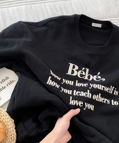セール】【選べる裏地/裏起毛】Bebe刺繍カラーロゴスウェット