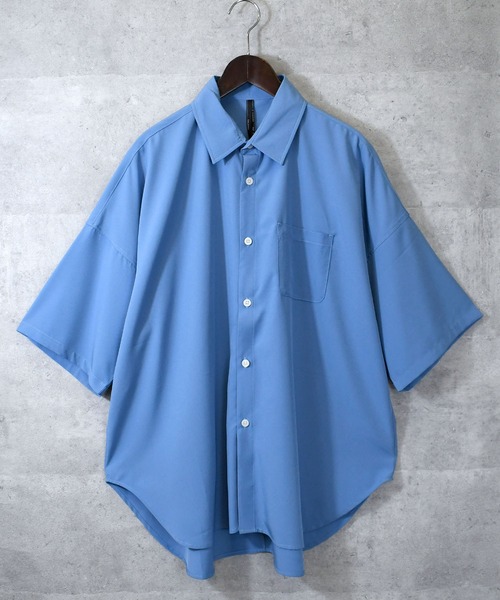 Anytime Songs（エニータイムソングス）の「ポリストレッチ ドロップショルダービッグSSシャツ（シャツ/ブラウス・メンズ・イエロー/チャコール/ホワイト/サックスブルー/グリーン/パープル/ブラック/ネイビー・LARGE/X-LARGE/MEDIUM）」の6枚目の写真