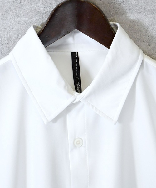 Anytime Songs（エニータイムソングス）の「ポリストレッチ ドロップショルダービッグSSシャツ（シャツ/ブラウス・メンズ・イエロー/チャコール/ホワイト/サックスブルー/グリーン/パープル/ブラック/ネイビー・LARGE/X-LARGE/MEDIUM）」の13枚目の写真