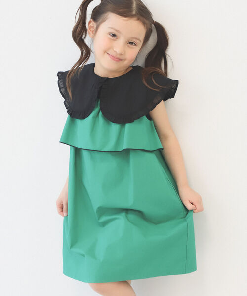 B:MING by BEAMS（ビーミングバイビームス）の「B:MING by BEAMS / 布帛衿 ノースリーブ プルオーバー カットソー（80~140cm）<br>（Tシャツ/カットソー・キッズ・ブラック/グリーン系その他/ホワイト系その他5・90/100/110/120/80/130/140）」の6枚目の写真