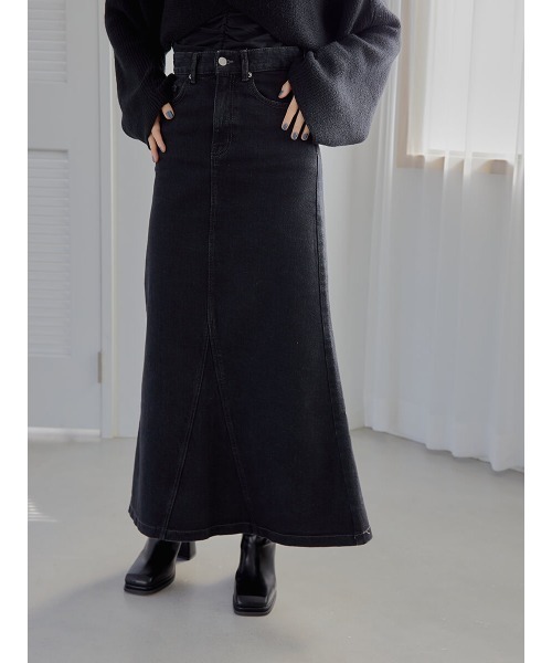 Ayla(アイラ)の「mermaid denim maxi skirt(デニムスカート・レディース・ブラック・MEDIUM)」の2枚目の写真