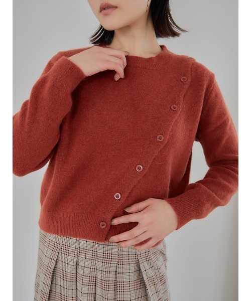 Ayla（アイラ）の「button knit（ポロシャツ・レディース・レッド/クリーム・FREE）」の5枚目の写真