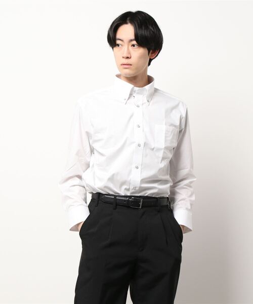 Alexander Julian（アレキサンダージュリアン）の「アレキサンダージュリアン クールファクター/COOLFACTOR ボタンダウン ビジネスドレス長袖シャツ（シャツ/ブラウス・メンズ・ライトグレー・首回り37cm-裄丈80cm/首回り39cm-裄丈80cm/首回り39cm-裄丈84cm/首回り41cm-裄丈82cm/首回り41cm-裄丈86cm/首回り43cm-裄丈82cm/首回り43cm-裄丈86cm/首回り45cm-裄丈86cm）」の4枚目の写真