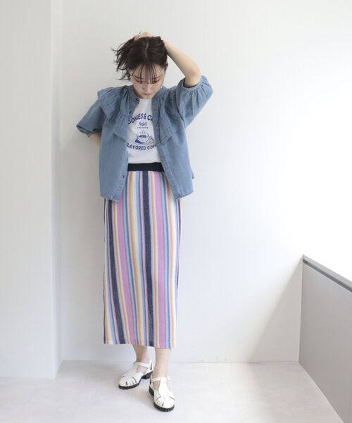 ブラウス シャツ フリルギャザーデニムブラウス レディース NOLLEY'S｜【追加7回】【RM denim】フリルギャザーデニム