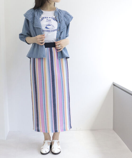 fredy emue（フレディエミュ）の「デニム/無地フリルギャザーブラウス（シャツ/ブラウス・レディース・オフホワイト/サックスブルー/グレー・38）」の10枚目の写真