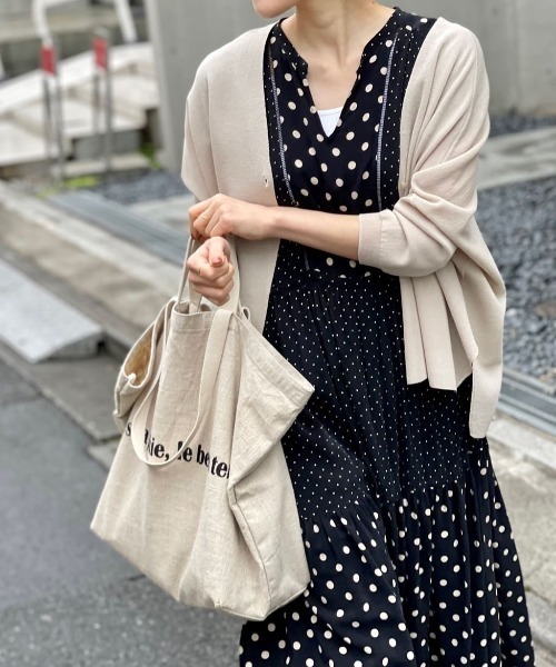 BEARDSLEY(ビアズリー)の「ドットコンビワンピース(ワンピース・レディース・ブラック・FREE)」の1枚目の写真