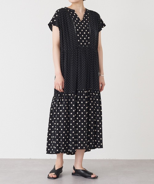 BEARDSLEY(ビアズリー)の「ドットコンビワンピース(ワンピース・レディース・ブラック・FREE)」の6枚目の写真