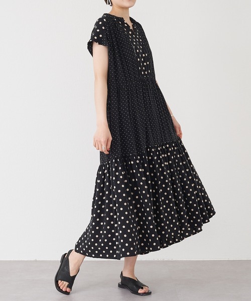 BEARDSLEY(ビアズリー)の「ドットコンビワンピース(ワンピース・レディース・ブラック・FREE)」の2枚目の写真