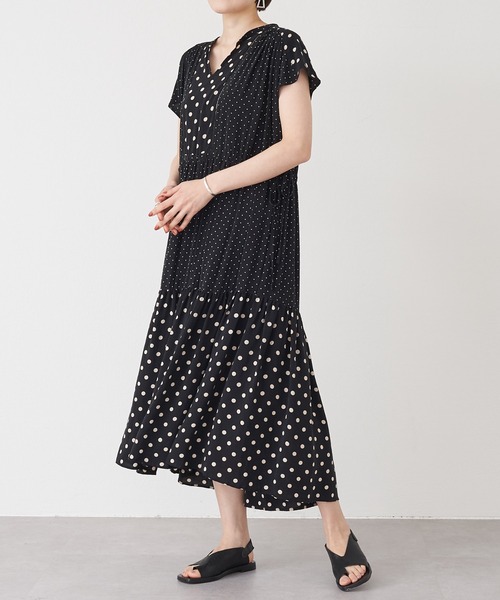 BEARDSLEY(ビアズリー)の「ドットコンビワンピース(ワンピース・レディース・ブラック・FREE)」の5枚目の写真