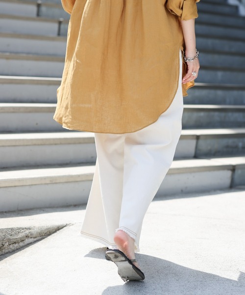 CIAOPANIC TYPY(チャオパニックティピー)の「【TYPYDENIM】裾フリンジイージーパンツ(デニムパンツ・レディース・ホワイト/サックスブルー/ネイビー・SMALL/MEDIUM)」の7枚目の写真