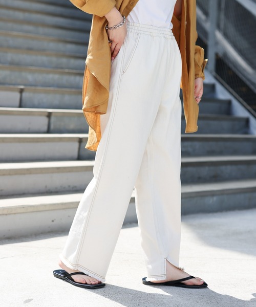 CIAOPANIC TYPY(チャオパニックティピー)の「【TYPYDENIM】裾フリンジイージーパンツ(デニムパンツ・レディース・ホワイト/サックスブルー/ネイビー・SMALL/MEDIUM)」の8枚目の写真