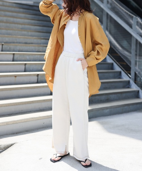 CIAOPANIC TYPY(チャオパニックティピー)の「【TYPYDENIM】裾フリンジイージーパンツ(デニムパンツ・レディース・ホワイト/サックスブルー/ネイビー・SMALL/MEDIUM)」の9枚目の写真