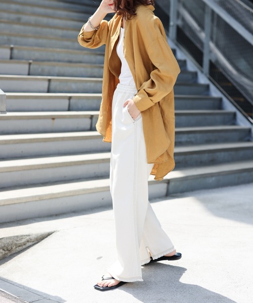 CIAOPANIC TYPY(チャオパニックティピー)の「【TYPYDENIM】裾フリンジイージーパンツ(デニムパンツ・レディース・ホワイト/サックスブルー/ネイビー・SMALL/MEDIUM)」の10枚目の写真