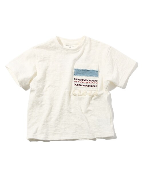 THE SHOP TK （ザ ショップ ティーケー ）の「◆【110-140】タッセルポケットTシャツ（Tシャツ/カットソー・キッズ・オフホワイト/イエロー/グレー系その他/ブラウン系・11/10/12/13/14）」の2枚目の写真