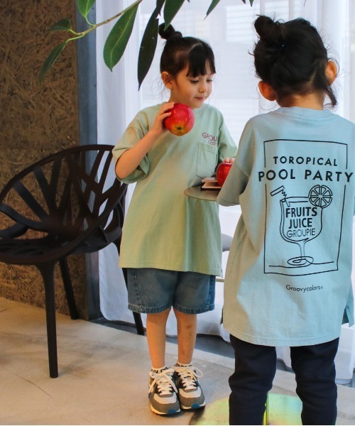 GROOVY COLORS（グルービーカラーズ）の「天竺 TOO BIG Tシャツ（Tシャツ/カットソー・キッズ・チャコールグレー/グリーン・140/130）」の3枚目の写真