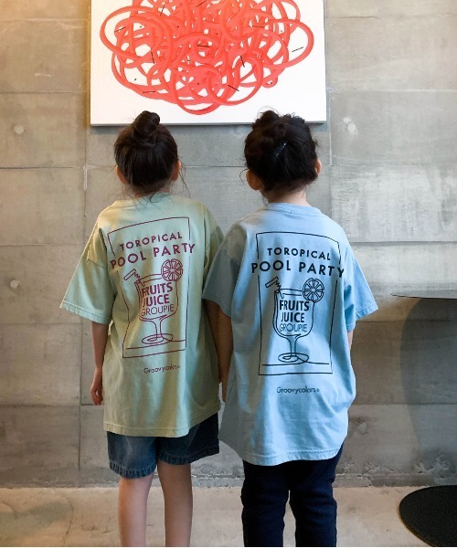 GROOVY COLORS（グルービーカラーズ）の「天竺 TOO BIG Tシャツ（Tシャツ/カットソー・キッズ・チャコールグレー/グリーン・140/130）」の6枚目の写真