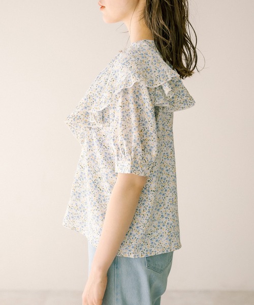 OLIVE des OLIVE(オリーブデオリーブ)の「ラッフルケープカラー半袖ブラウス(シャツ/ブラウス・レディース・オフホワイト/サックスブルー/ネイビー・FREE)」の22枚目の写真