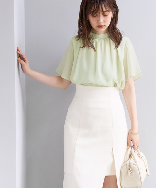 natural couture(ナチュラルクチュール)の「前後2WAYフレアスリーブボウタイブラウス(シャツ/ブラウス・レディース・サックスブルー/アイボリー/ミント/ネイビー/モカ・FREE)」の14枚目の写真