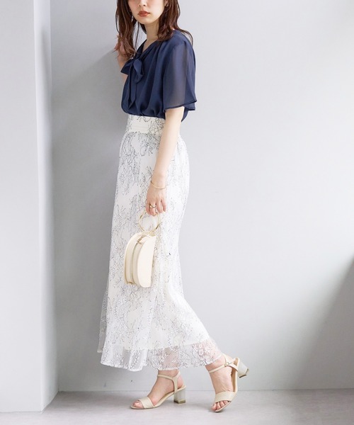 natural couture(ナチュラルクチュール)の「前後2WAYフレアスリーブボウタイブラウス(シャツ/ブラウス・レディース・サックスブルー/アイボリー/ミント/ネイビー/モカ・FREE)」の21枚目の写真