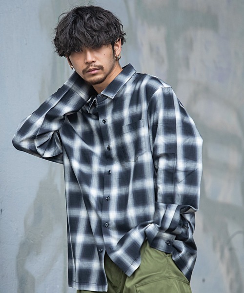 メンズ チェック柄シャツ 長袖シャツ ルーズシルエット Z06964 楽天市場】新色追加 チェック柄 シャツ チェックシャツ 長袖