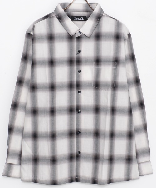 SILVER BULLET（シルバーバレット）の「『CavariA/キャバリア』ルーズシルエットオンブレ長袖チェックシャツ（シャツ/ブラウス・メンズ・ブラック/ネイビー/ホワイト・L/M）」の11枚目の写真
