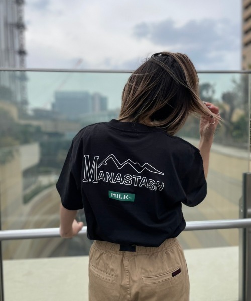 MILKFED.（ミルクフェド）の「MILKFED. × MANASTASH /ミルクフェド×マナスタッシュ　MOUNTAIN LOGO T-SHIRT マウンテンロゴTシャツ（Tシャツ/カットソー・レディース・ホワイト/ブラック・MEDIUM/X-LARGE/LARGE）」の9枚目の写真