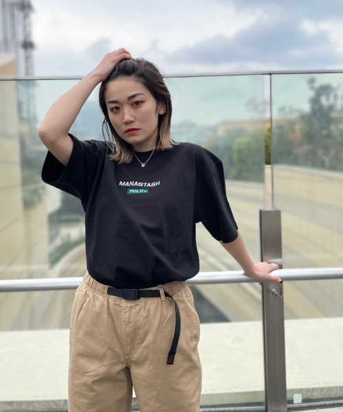 MILKFED.（ミルクフェド）の「MILKFED. × MANASTASH /ミルクフェド×マナスタッシュ　MOUNTAIN LOGO T-SHIRT マウンテンロゴTシャツ（Tシャツ/カットソー・レディース・ホワイト/ブラック・MEDIUM/X-LARGE/LARGE）」の12枚目の写真