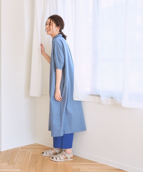 studio CLIP(スタディオクリップ)の「製品染めオックスシャツワンピース(ワンピース・レディース・ライトグレー/ベージュ/カーキ/ブルー・FREE)」の8枚目の写真