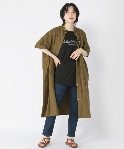 studio CLIP(スタディオクリップ)の「製品染めオックスシャツワンピース(ワンピース・レディース・ライトグレー/ベージュ/カーキ/ブルー・FREE)」の12枚目の写真