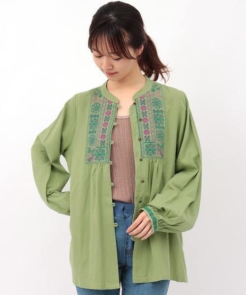 チチカカ（チチカカ）の「チバイ刺繍プルオーバー（シャツ/ブラウス・レディース・オフホワイト/グリーン/ブラック・FREE）」の14枚目の写真