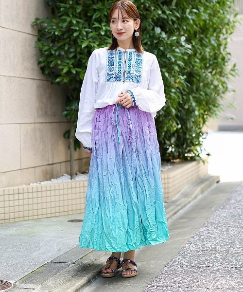 チチカカ（チチカカ）の「チバイ刺繍プルオーバー（シャツ/ブラウス・レディース・オフホワイト/グリーン/ブラック・FREE）」の4枚目の写真