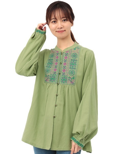 チチカカ（チチカカ）の「チバイ刺繍プルオーバー（シャツ/ブラウス・レディース・オフホワイト/グリーン/ブラック・FREE）」の13枚目の写真