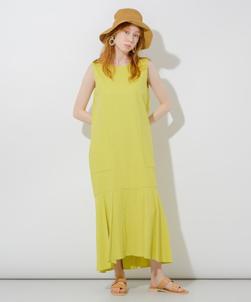 Paradise Picnic（パラダイスピクニック）の「サイドポケットカラーワンピース（ワンピース・レディース・ブラック/ベージュ/オレンジ・FREE）」の3枚目の写真