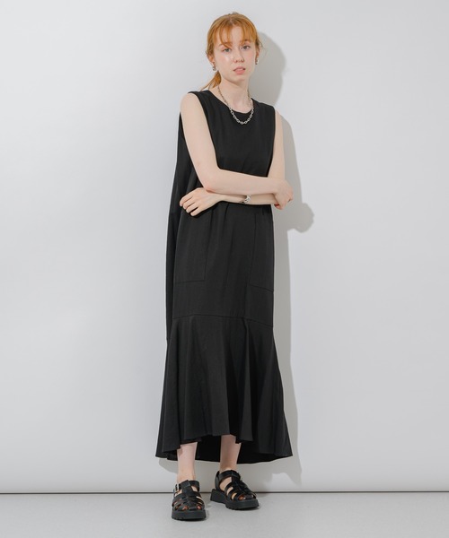 Paradise Picnic（パラダイスピクニック）の「サイドポケットカラーワンピース（ワンピース・レディース・ブラック/ベージュ/オレンジ・FREE）」の8枚目の写真