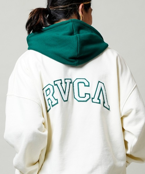 RVCA（ルーカ）の「RVCA/ルーカ オーバーサイズ ハーフジップパーカー/2トーン 切り返しカラー/ヘビーウェイト フーディ BC042-047（パーカー・メンズ・ネイビー/ホワイト・M/S/L）」の2枚目の写真