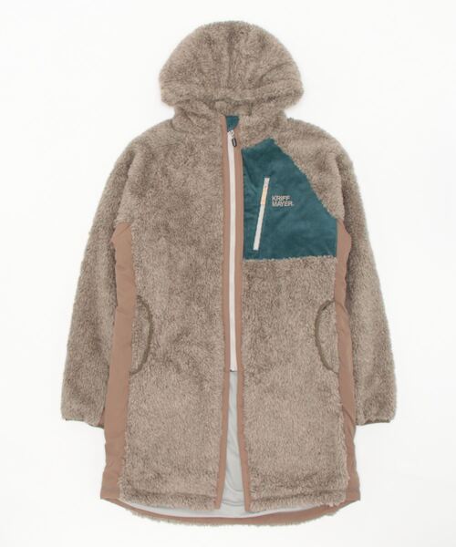 KRIFF MAYER Lady's Collection(クリフメイヤーレディースコレクション)の「シャギーボアロングフードJK(その他アウター・レディース・ネイビー/ベージュ/モカ/カラフル/カーキ/ナチュラル/グレー・MEDIUM/LARGE)」の2枚目の写真
