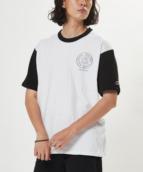 EDIFICE(エディフィス)の「【RUSSELL ATHLETIC】別注 AE.CLUB ベースボールTシャツ(Tシャツ/カットソー・メンズ・ネイビー/グリーン・MEDIUM/LARGE)」の2枚目の写真