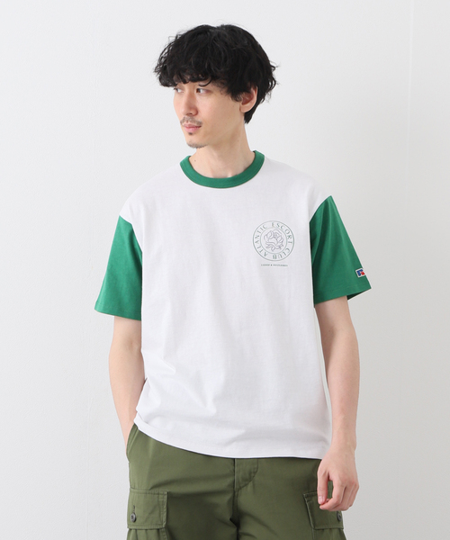 EDIFICE(エディフィス)の「【RUSSELL ATHLETIC】別注 AE.CLUB ベースボールTシャツ(Tシャツ/カットソー・メンズ・ネイビー/グリーン・MEDIUM/LARGE)」の10枚目の写真