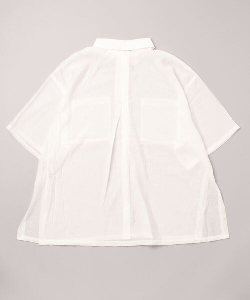 AS KNOW AS plus（アズノゥアズプラス）の「●Wポケット サイドスリット 半袖シアーシャツ（シャツ/ブラウス・レディース・ブラック/オフホワイト/オレンジ/グリーン/グリーン系その他・FREE）」の8枚目の写真