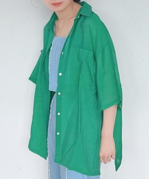 AS KNOW AS plus | ●Wポケット サイドスリット 半袖シアーシャツ(シャツ/ブラウス)