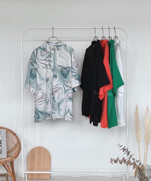 AS KNOW AS plus（アズノゥアズプラス）の「●Wポケット サイドスリット 半袖シアーシャツ（シャツ/ブラウス・レディース・ブラック/オフホワイト/オレンジ/グリーン/グリーン系その他・FREE）」の15枚目の写真