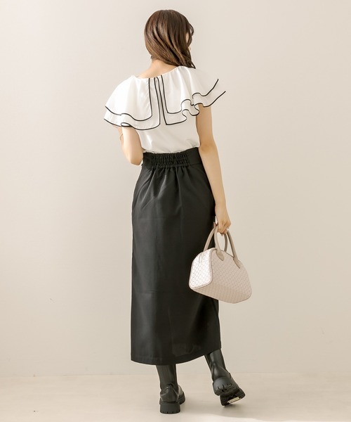 OLIVE des OLIVE（オリーブデオリーブ）の「パイピングラッフルブラウス（シャツ/ブラウス・レディース・ブラウン/オフホワイト/アイボリー・FREE）」の6枚目の写真