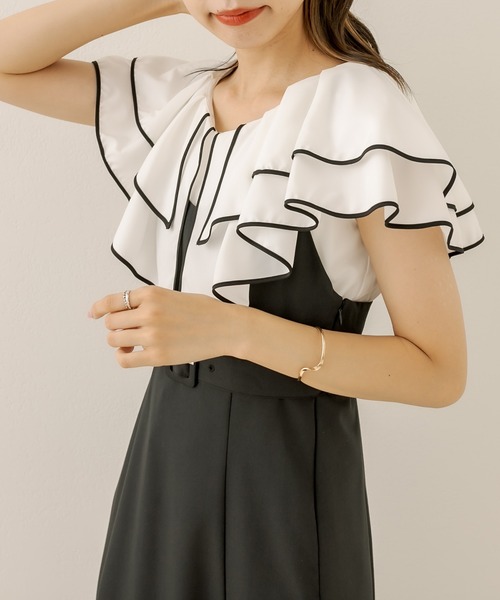 OLIVE des OLIVE（オリーブデオリーブ）の「パイピングラッフルブラウス（シャツ/ブラウス・レディース・ブラウン/オフホワイト/アイボリー・FREE）」の10枚目の写真