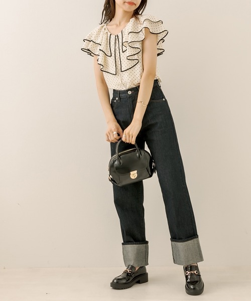 OLIVE des OLIVE（オリーブデオリーブ）の「パイピングラッフルブラウス（シャツ/ブラウス・レディース・ブラウン/オフホワイト/アイボリー・FREE）」の11枚目の写真