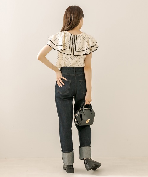 OLIVE des OLIVE（オリーブデオリーブ）の「パイピングラッフルブラウス（シャツ/ブラウス・レディース・ブラウン/オフホワイト/アイボリー・FREE）」の13枚目の写真