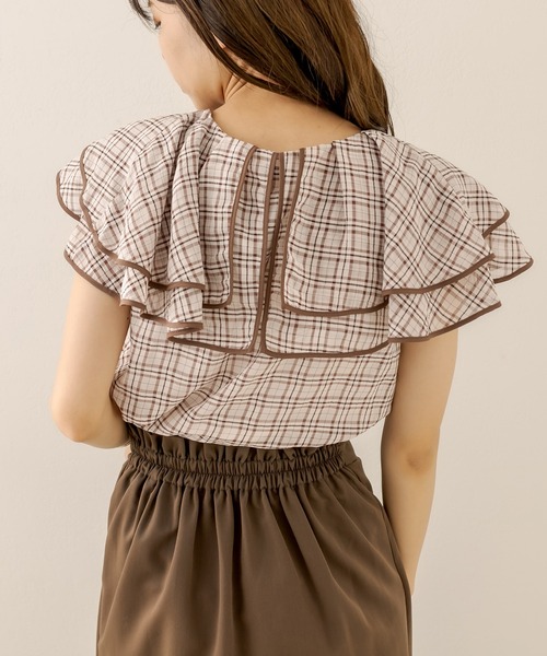 OLIVE des OLIVE（オリーブデオリーブ）の「パイピングラッフルブラウス（シャツ/ブラウス・レディース・ブラウン/オフホワイト/アイボリー・FREE）」の22枚目の写真