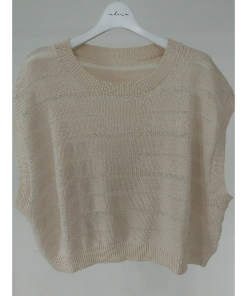 ulu(ウル)の「Sheer knit short vest(ベスト・レディース・オフホワイト/チャコール・FREE)」の10枚目の写真